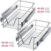 tectake Set Of 2 Drawer With Telescopic Runners 30 Cm in Silver