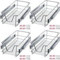 tectake Set Of 4 Drawer With Telescopic Runners 30 Cm in Silver