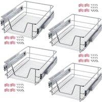 tectake Set Of 4 Drawer With Telescopic Runners 40 Cm in Silver
