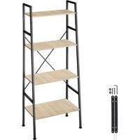 tectake Ladder Shelf Liverpool - Industrial Style, With 4 Shelves in Light Brown