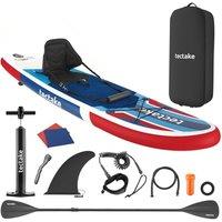 tectake 2-In-1 Stand-Up Paddle Board, 288 Cm, Inflatable, Complete Set in Blue