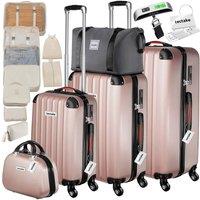 tectake Hard-Shell Suitcase Set Cleo in Rose Gold