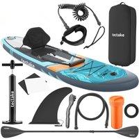 tectake 2-In-1 Stand-Up Paddle Board, 288 Cm, Inflatable, Complete Set in Turquoise