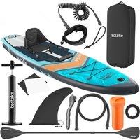 tectake 2-In-1 Stand-Up Paddle Board, 320 Cm, Inflatable, Complete Set in Turquoise