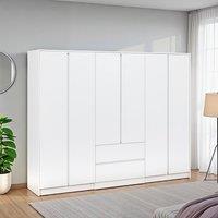 Seconique Malvern 6 Door 2 Drawer Wardrobe-White in White