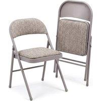 Bravich LTD Padded Fabric Folding Chair Foldable Dining Chair Space Saving in Taupe | Size: 6 Pack