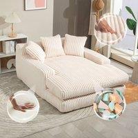 Matteo Oversized Chaise Lounge Sofa Upholstered Couch Sofa Bed Sleeper Chair in Beige