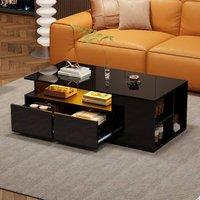 Matteo Modern LED High Gloss Coffee Table with Drawers in Black