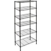Harbour Housewares Black Metal Wire Shelving Unit 6 Tier Adjustable Storage Rack