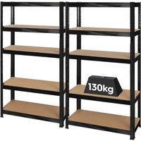 Harbour Housewares 5-Tier Steel Garage Shelving Units Set - 2pc Heavy Duty Storage Shelves Set in Black