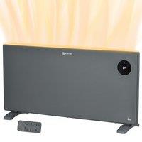 HOMCOM Electric Heater with Adjustable Thermostat, Freestanding or Wall Mounted, Grey