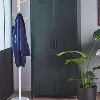 Wyld and Coco Industrial Grey Steel Storage Cabinet - 2 Doors 4 Adjustable Shelves