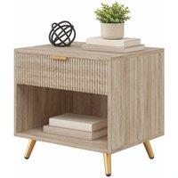 HOMCOM Small Table With Drawer, Open Compartment & Handle, Natural