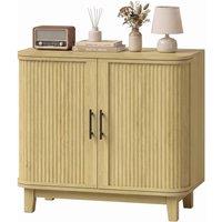 HOMCOM 80cm Modern Sideboard with 2 Curved Doors & Adjustable Shelf, Oak in Natural