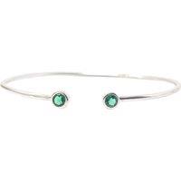 Harfi Women's Dainty Emerald May Birthstone Sterling Silver Bangle | Size: 7.5 inches