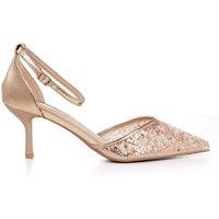 MODISHION Women's Elegant Pointed-Toe Heels with Adjustable Ankle Strap in Rose Gold | Size: 7