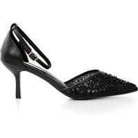 MODISHION Women's Elegant Pointed-Toe Heels with Adjustable Ankle Strap in Black | Size: 6