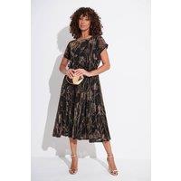 Klass. Women's Embellished Floral Metallic Mesh Midi Dress in Black | Size: 12