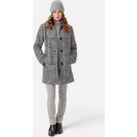 Damart Women's Boucle Check Wool-Blend Longline Jacket in Black | Size: 24