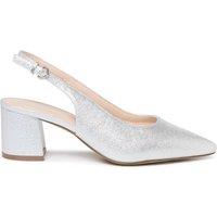 Paradox London Women's Farren' Extra Wide Fit EEE Block Heel Slingback Shoes in Silver | Size: 10EEE