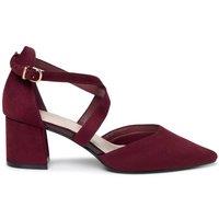 Paradox London Women's Florrie Extra Wide Fit EEE Block Heel Open Court Shoes in Burgundy | Size: 10EEE