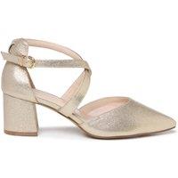 Paradox London Women's Florrie Extra Wide Fit EEE Block Heel Open Court Shoes in Gold | Size: 10EEE