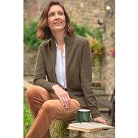 WoolOvers Women's 100% Lambswool Zip Thru Cardigan in Brown | Size: 2XL