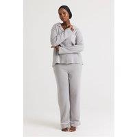 Pretty You London Women's Luxury Suite Waffle Pyjama Set in Grey | Size: 12-14