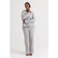 Pretty You London Women's Luxury Suite Waffle Pyjama Set in Grey | Size: 14-16