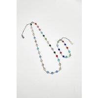 SVNX Women's Round Crystal Necklace & Bracelet Set - Gift Boxed