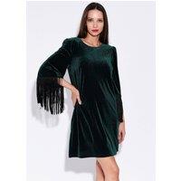 Louche Women's Rosamee Fringe Trim Sleeve Mini Dress in Green | Size: 10