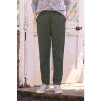 WoolOvers Women's Cotton Relaxed Trousers in Khaki | Size: 16S