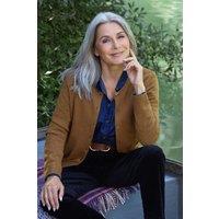 WoolOvers Women's Cashmere & Merino Classic Crew Neck Cardigan in Brown | Size: Large
