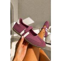 Love Lemonade Women's Comfort Mary Jane Padded Footbed Slip On Trainers in Burgundy | Size: 4