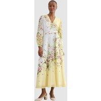 Hobbs London Women's Ariel Silk Dress in Lemon | Size: 16