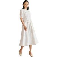 Hobbs London Women's Amani Short Sleeve Midi Dress in Natural White | Size: 20