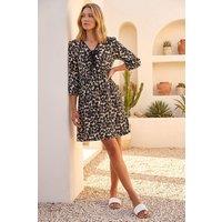 Roman Women's Spot Bow Front Short Dress in Stone | Size: 20