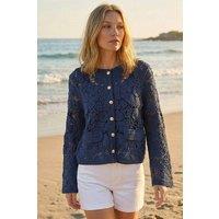 Roman Women's Crochet Knit Jacket in Navy | Size: Small
