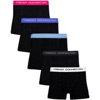 French Connection Men's 5 Pack Cotton Stretch Boxers in Black | Size: Medium