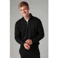 French Connection Men's Cotton Blend Half-Zip Jumper in Black | Size: Large