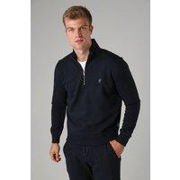 French Connection Men's Cotton Blend Half-Zip Jumper in Navy | Size: 2XL