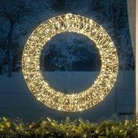 Christow Christmas Wreath Light Front Door Decoration Indoor Outdoor Xmas LED 38cm (S) 50cm (L) in Cool White | Size: Large