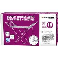 BARGAINS-GALORE Electric Heated Clothes Airer Aluminium Winged Indoor Laundry Dryer in Metallic Silver