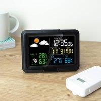 Menkind RED5 LED Weather Station Modern Design With Wireless Sensor in Black