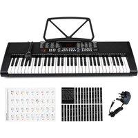 Crystals 61 Key Teaching Electronic Keyboard Digital Piano with Microphone in Black