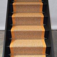 RainbowHome Marlowe Stair Runner with 100% Cotton Butterscotch Border in Brown | Size: 20 cm x 12 cm