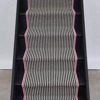RainbowHome Mayfair Wool Stair Runner with 100% Wool Pink Edge in White | Size: 20 cm x 12 cm
