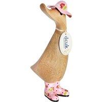 DCUK Floral Hat & Wellies Wooden Duck Ornaments - Choice of Design in Red