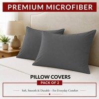 Pamposh Double Brushed Microfibre Pillowcases 2 Pack - 50x75cm in Charcoal | Size: Standard Pillow Case