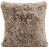 SNUGRUGS Sheepskin Soft Natural Wool Cushion, Cotton Backing, Inner Included in Taupe | Size: 40 cm x 40 cm